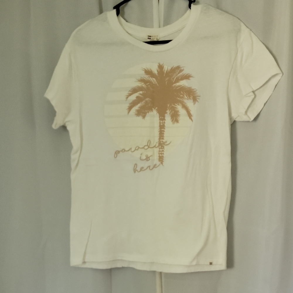 Billabong White T-Shirt with Palm Tree Design